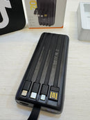 Power Bank Peining 20000mAh 4 em 1 Com Cabos Embutidos Display Digital Carregador Portátil Universal