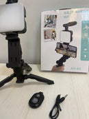 Kit Youtuber Tripe Vlog Live Suporte Celular Led com Microfone Fazer Vídeos