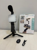 Kit Youtuber Tripe Vlog Live Suporte Celular Led com Microfone Fazer Vídeos