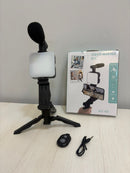Kit Youtuber Tripe Vlog Live Suporte Celular Led com Microfone Fazer Vídeos