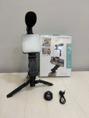 Kit Youtuber Tripe Vlog Live Suporte Celular Led com Microfone Fazer Vídeos