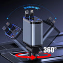 Carregador de carro retrátil carregador rápido de para carro 4 em 1 para iPhone/Android com luz LED