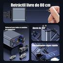 Carregador de carro retrátil carregador rápido de para carro 4 em 1 para iPhone/Android com luz LED