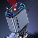 Carregador de carro retrátil carregador rápido de para carro 4 em 1 para iPhone/Android com luz LED