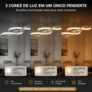 Luminária Pendente LED Moderna 3 Cores Dimerizável Bivolt 110V/220V para Sala e Cozinha
