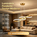 Luminária Pendente LED Moderna 3 Cores Dimerizável Bivolt 110V/220V para Sala e Cozinha