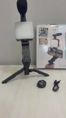 Kit Youtuber Tripe Vlog Live Suporte Celular Led com Microfone Fazer Vídeos