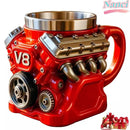 Caneca Motor V8 em Aço Inoxidável 300ml – Copo Térmico Retrô para Café e Bebidas